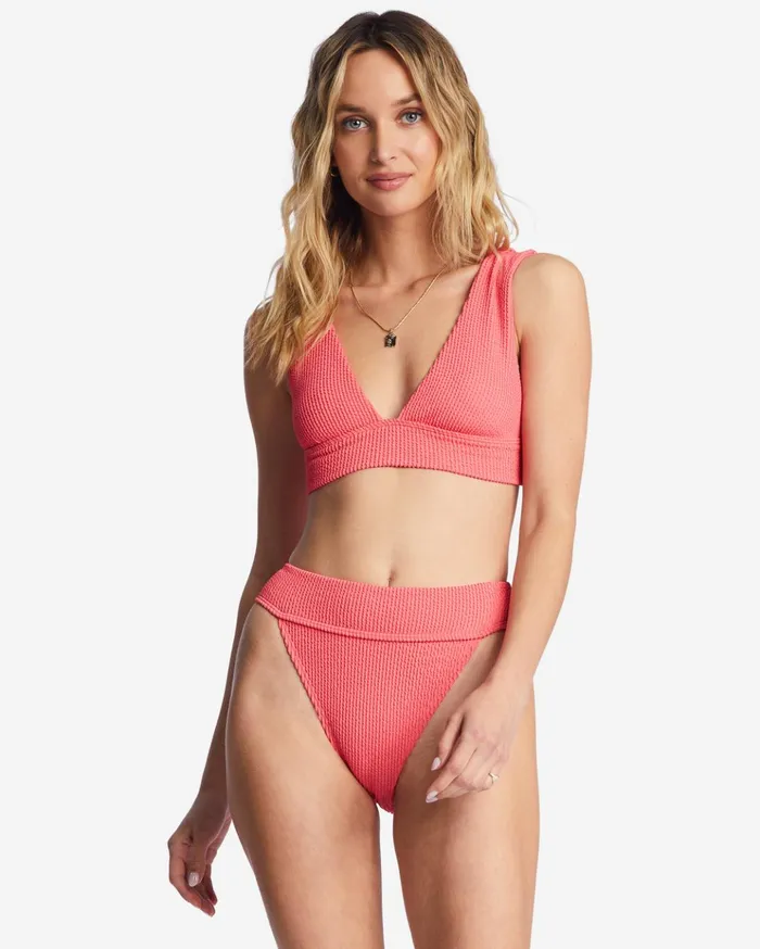 Billabong Summer High Plunge Bikini Top Coral Crush Women Bikinis