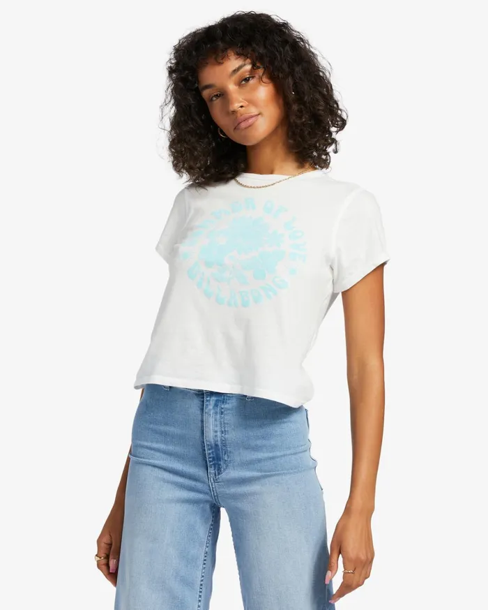 Billabong Summer Of Love TShirt Salt Crystal Women Graphic Tees and Tanks
