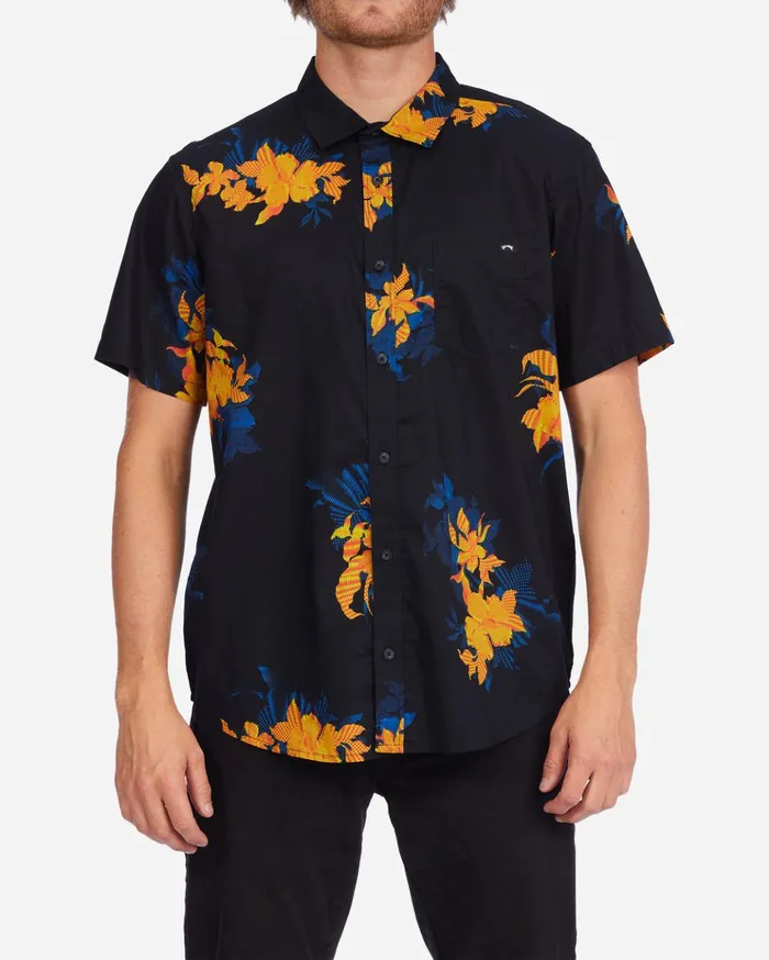 Billabong Sundays Floral Short Sleeve Shirt Black Floral Men Shirts