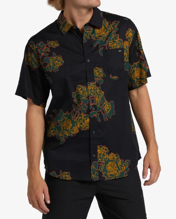 Billabong Sundays Floral Short Sleeve Shirt Phantom Men Shirts