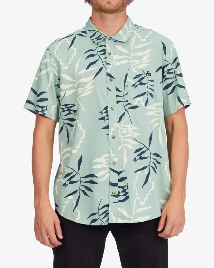 Billabong Sundays Floral Short Sleeve Shirt Sage Green Men Shirts