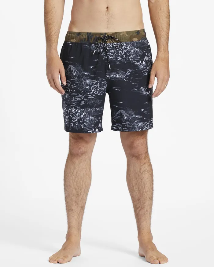 Billabong Sundays Layback Boardshorts 17quot BlackWhite Men Elastic Waist Boardshorts Billabong Sundays Layback Boardshorts 17quot BlackWhite Men Elastic Waist Boardshorts
