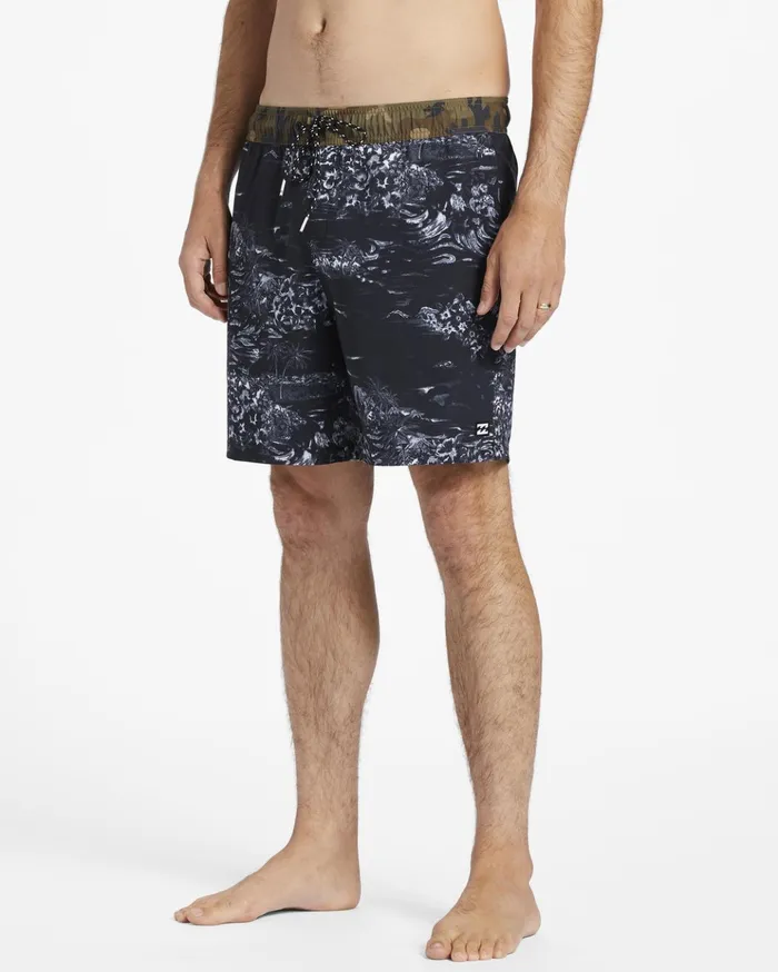 Billabong Sundays Layback Boardshorts 17quot BlackWhite Men Elastic Waist Boardshorts Billabong Sundays Layback Boardshorts 17quot BlackWhite Men Elastic Waist Boardshorts