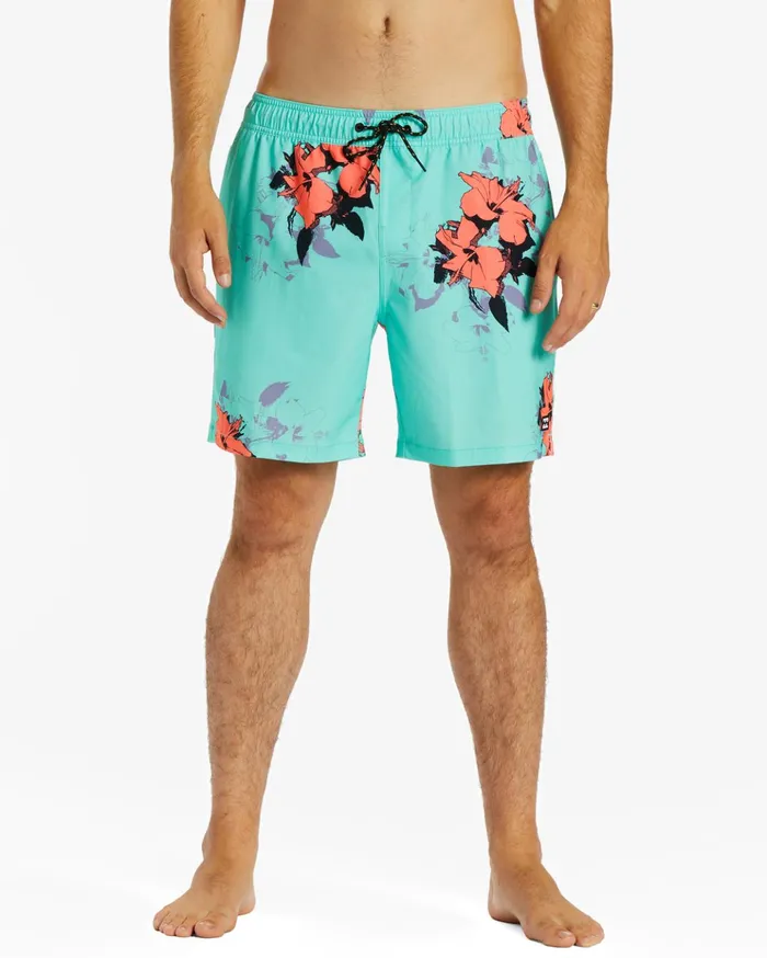 Billabong Sundays Layback Boardshorts 17quot Mist Men Elastic Waist Boardshorts Billabong Sundays Layback Boardshorts 17quot Mist Men Elastic Waist Boardshorts