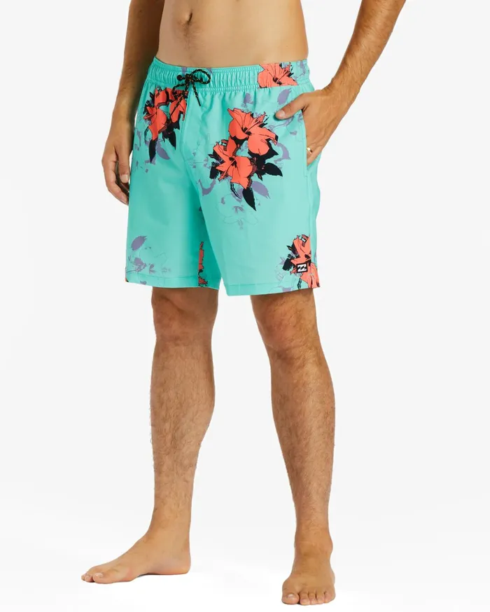 Billabong Sundays Layback Boardshorts 17quot Mist Men Elastic Waist Boardshorts Billabong Sundays Layback Boardshorts 17quot Mist Men Elastic Waist Boardshorts