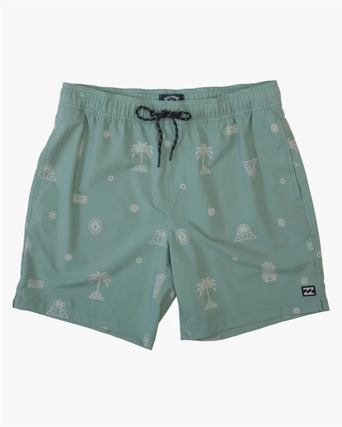Billabong Sundays Layback Boardshorts 17quot Sage Men Elastic Waist Boardshorts Billabong Sundays Layback Boardshorts 17quot Sage Men Elastic Waist Boardshorts