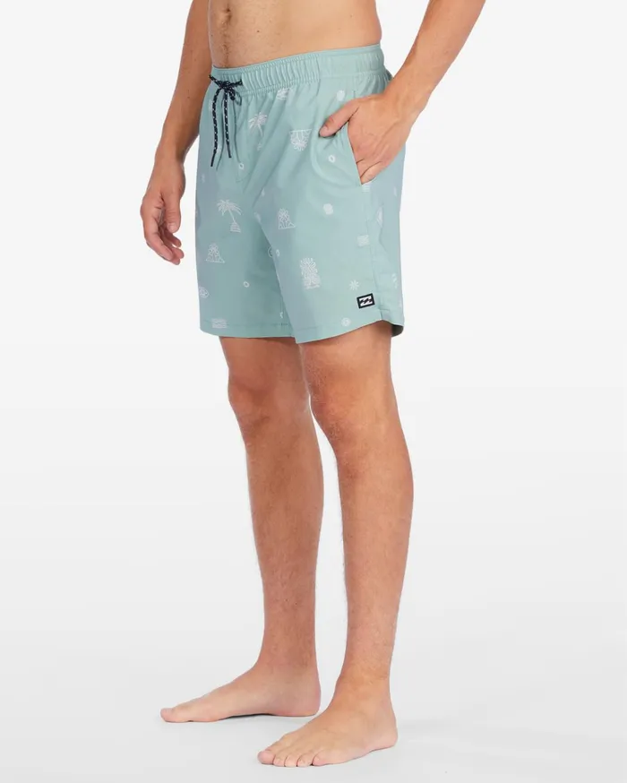 Billabong Sundays Layback Boardshorts 17quot Sage Men Elastic Waist Boardshorts Billabong Sundays Layback Boardshorts 17quot Sage Men Elastic Waist Boardshorts