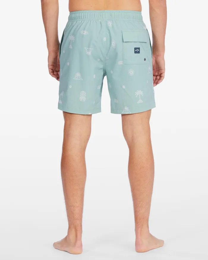 Billabong Sundays Layback Boardshorts 17quot Sage Men Elastic Waist Boardshorts Billabong Sundays Layback Boardshorts 17quot Sage Men Elastic Waist Boardshorts