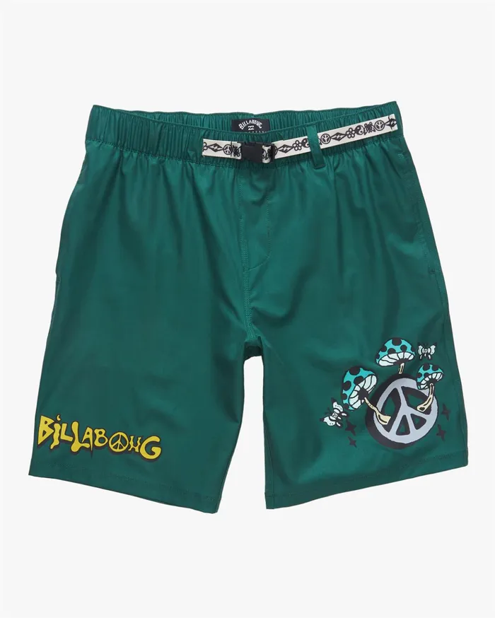 Billabong Sundays Placement Layback Boardshorts 19quot Pine Men Elastic Waist Boardshorts Billabong Sundays Placement Layback Boardshorts 19quot Pine Men Elastic Waist Boardshorts