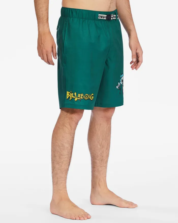 Billabong Sundays Placement Layback Boardshorts 19quot Pine Men Elastic Waist Boardshorts Billabong Sundays Placement Layback Boardshorts 19quot Pine Men Elastic Waist Boardshorts