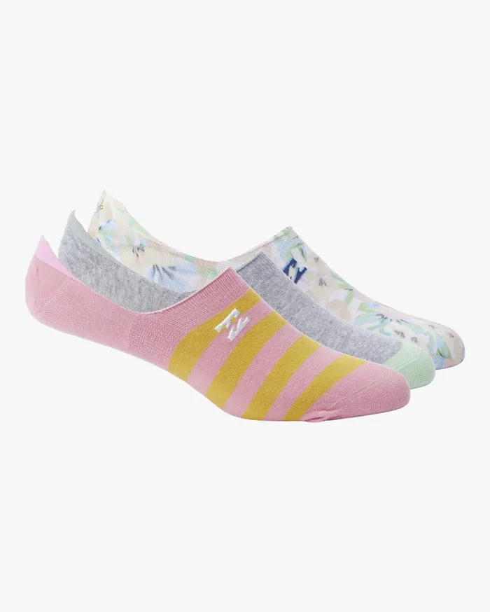 Billabong Sweet Tropics 3 Pack No Show Socks Multi Women Socks