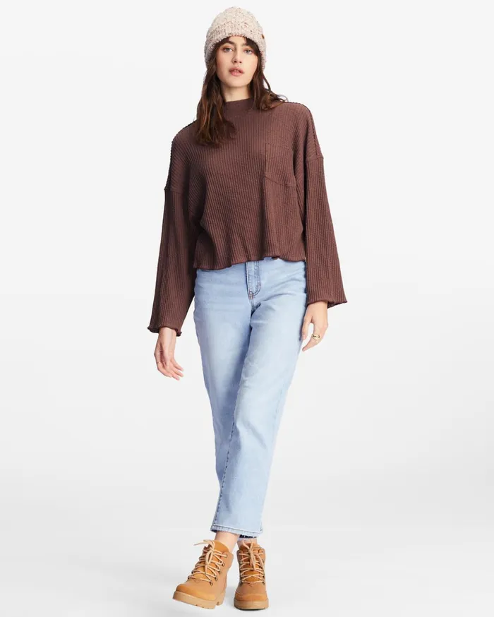 Billabong The Saturday Tee Knit Top Teak Women Tops Billabong The Saturday Tee Knit Top Teak Women Tops