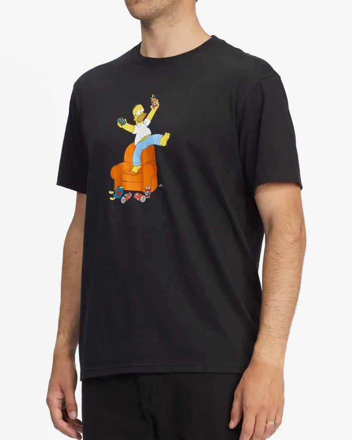 Billabong The Simpsons Duff Homer Organic Short Sleeve TShirt Black Men TShirts