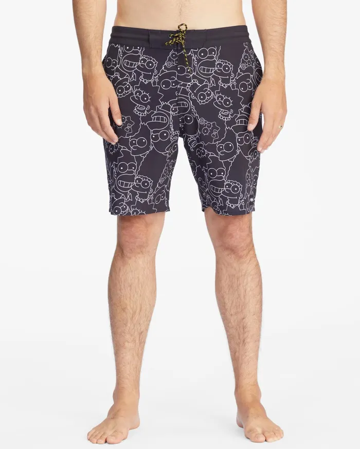 Billabong The Simpsons Family Keyline Lo Tide Boardshorts 19quot Black Men Side Pockets