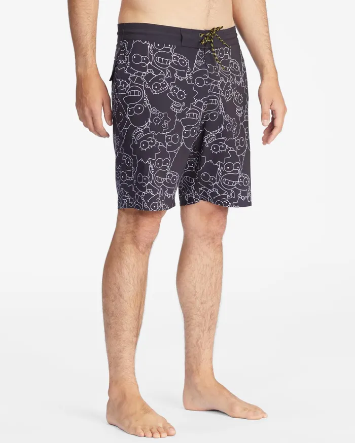Billabong The Simpsons Family Keyline Lo Tide Boardshorts 19quot Black Men Side Pockets