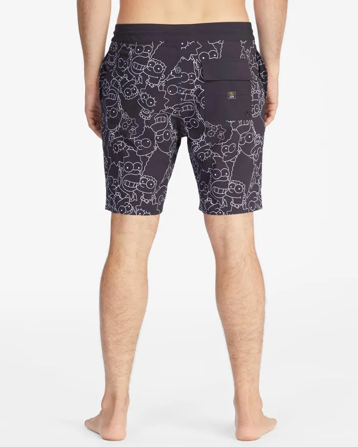 Billabong The Simpsons Family Keyline Lo Tide Boardshorts 19quot Black Men Side Pockets