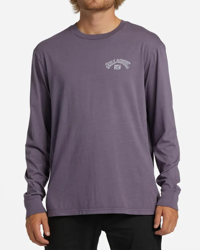 Billabong Theme Arch Wave Washed Long Sleeve TShirt Purple Haze Men TShirts