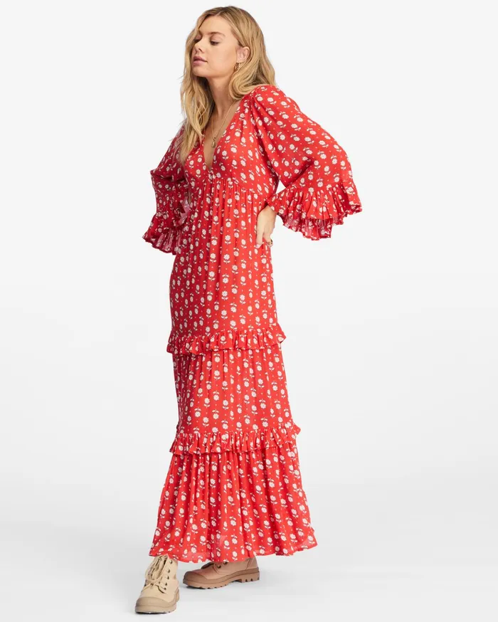 Billabong Time After Time VNeck Maxi Dress Red Magic Women Dresses Billabong Time After Time VNeck Maxi Dress Red Magic Women Dresses