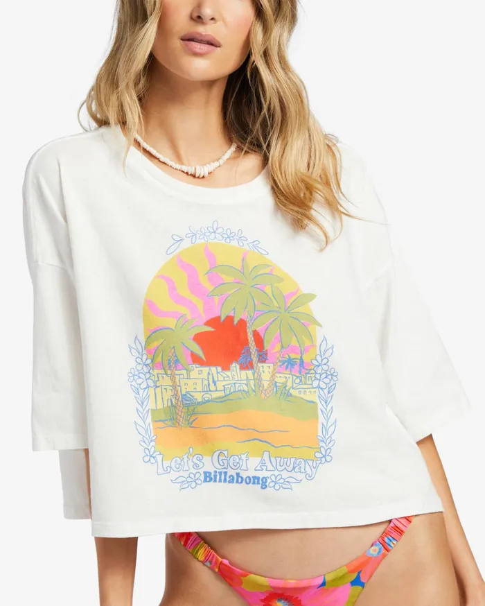 Billabong TRUE Cropped TShirt Salt Crystal Women Tops Billabong TRUE Cropped TShirt Salt Crystal Women Tops