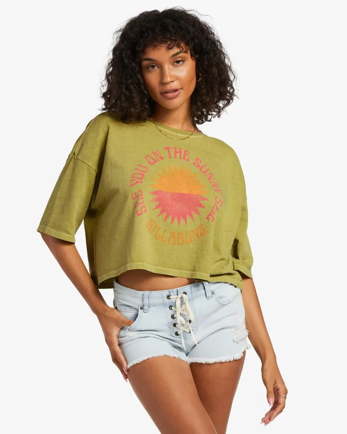 Billabong TRUE Cropped TShirt Seaweed Women Tops