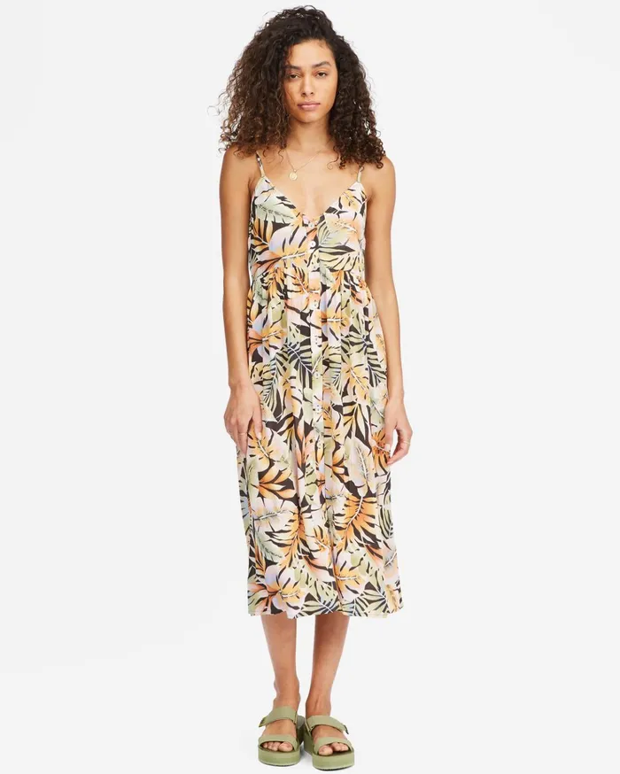 Billabong Venice Babe Midi Slip Dress Black 2 Women Dresses
