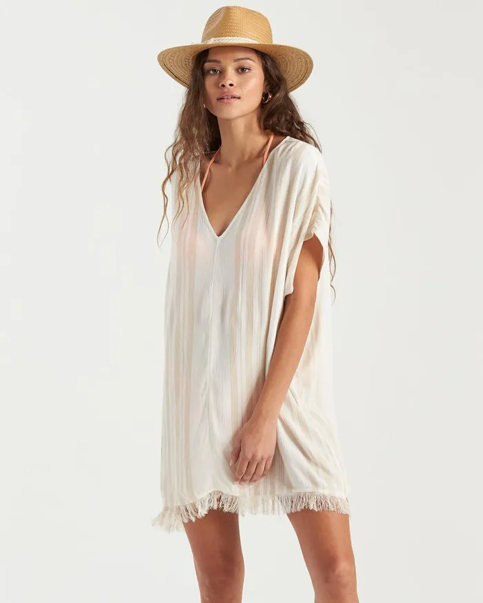 Billabong Walk Away Tunic Top Salt Crystal Women Dresses