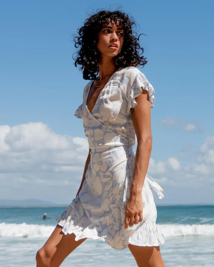 Billabong Wrap And Roll Woven Dress Rain Drop Women Dresses