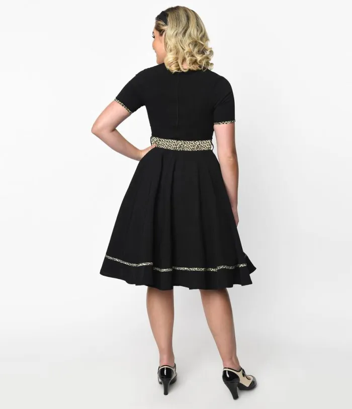 Black and Leopard Yael Swing Dress Dresses Unique Vintage Pocket Dresses