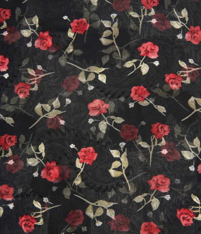 Black and Red Roses Hair Scarf Accessories Unique Vintage Gloves and Scarves