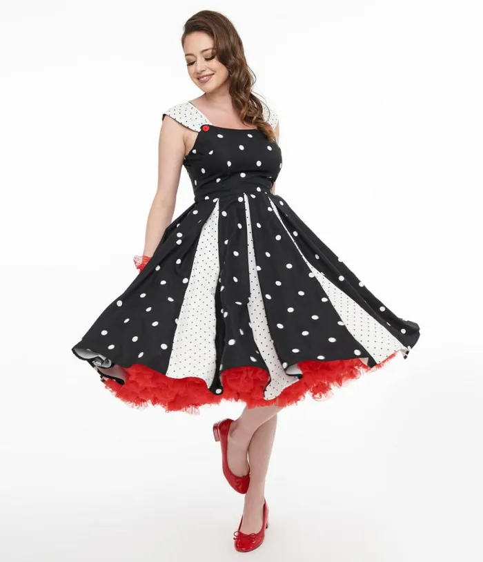 Black and White Polka Dot Stripe Swing Dress Dresses Unique Vintage Pocket Dresses Black and White Polka Dot Stripe Swing Dress Dresses Unique Vintage Pocket Dresses