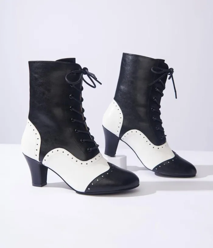 Black and White Victorian Boots Shoes Unique Vintage Boots