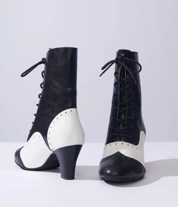 Black and White Victorian Boots Shoes Unique Vintage Boots