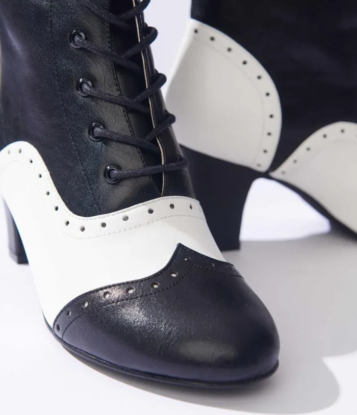 Black and White Victorian Boots Shoes Unique Vintage Boots