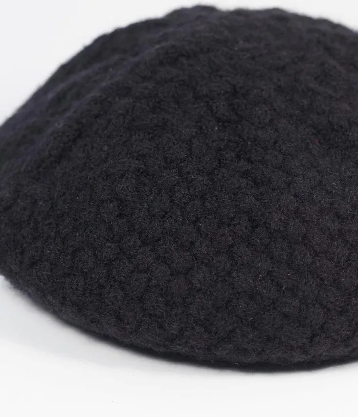 Black Basketweave Adieu Beret Accessories Unique Vintage Berets