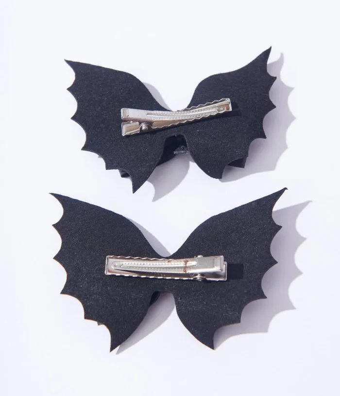 Black Bat Bow Mini Hair Clips Set AccessoriesHalloween Unique Vintage Accessories