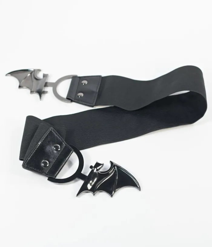Black Bat Cinch Belt AccessoriesHalloween Unique Vintage Belts