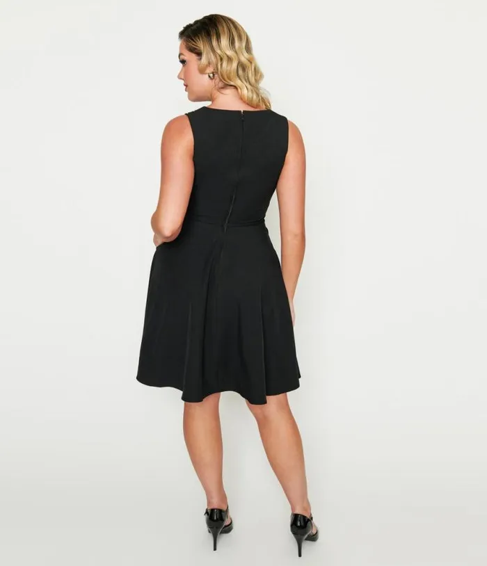 Black Bat Collar Flare Dress DressesHalloweenPlus Unique Vintage Dresses