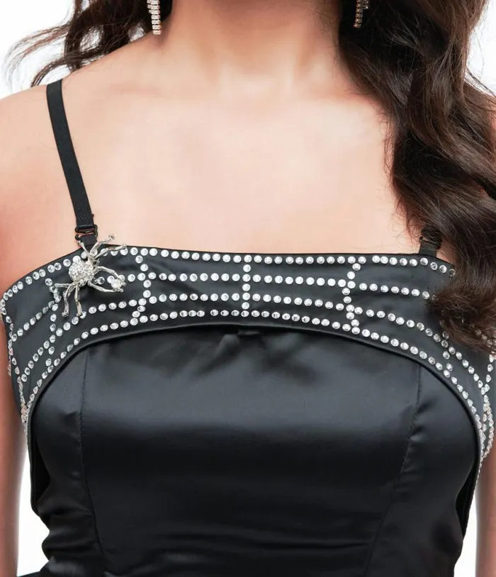 Black Bedazzled Bat Bow Erakuh Dress DressesPlus Unique Vintage Pencil