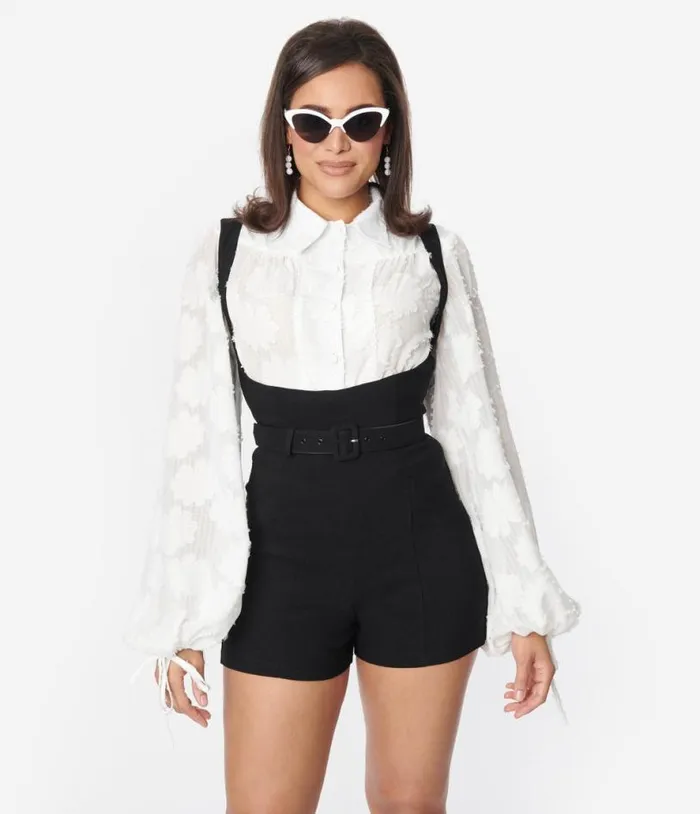 Black Belted Suspender Shorts ClothingPlus Unique Vintage Shorts