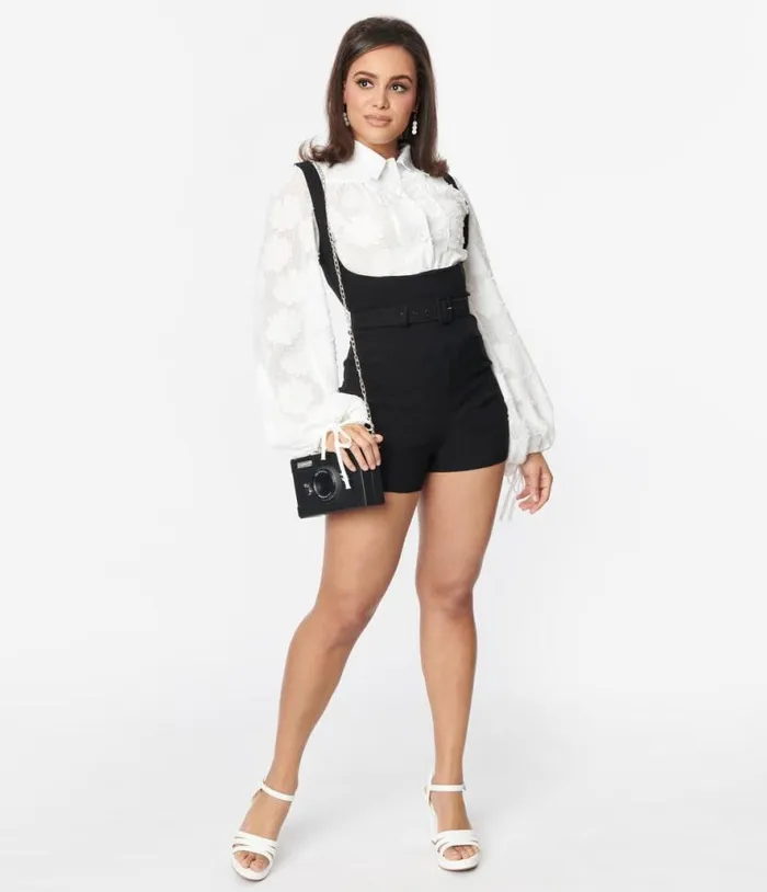 Black Belted Suspender Shorts ClothingPlus Unique Vintage Shorts