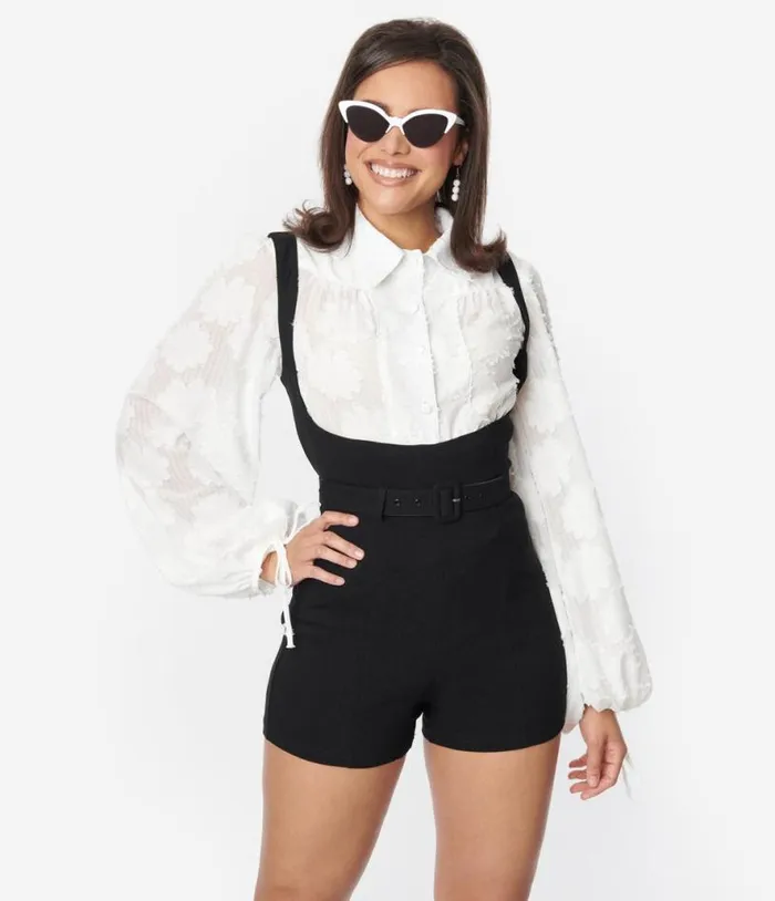 Black Belted Suspender Shorts ClothingPlus Unique Vintage Shorts