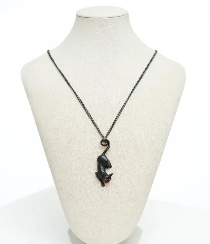 Black Cat Sith Pendant Necklace Accessories Unique Vintage Necklaces