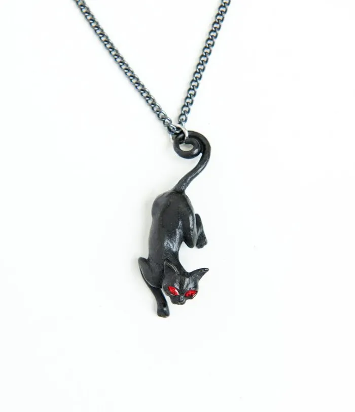Black Cat Sith Pendant Necklace Accessories Unique Vintage Necklaces