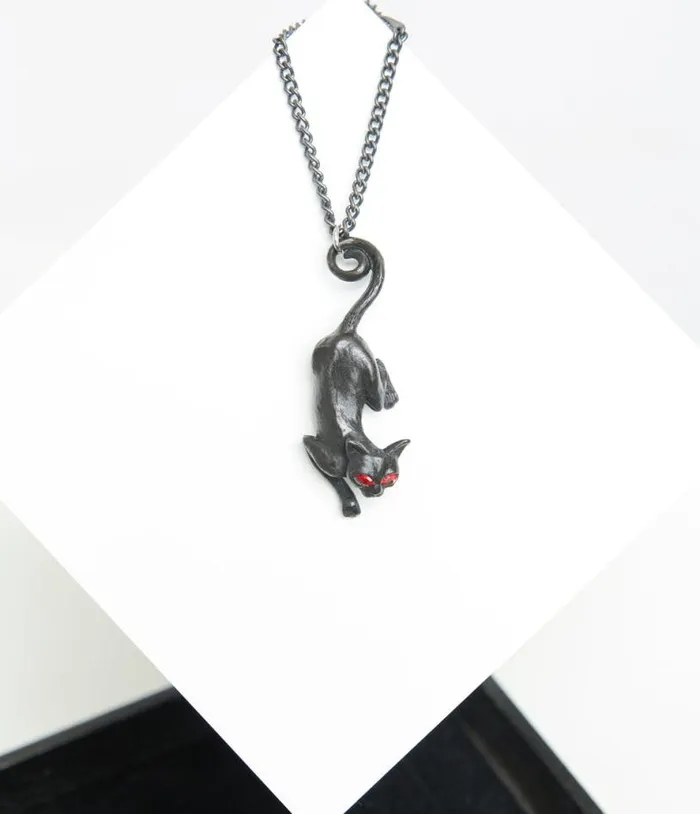 Black Cat Sith Pendant Necklace Accessories Unique Vintage Necklaces
