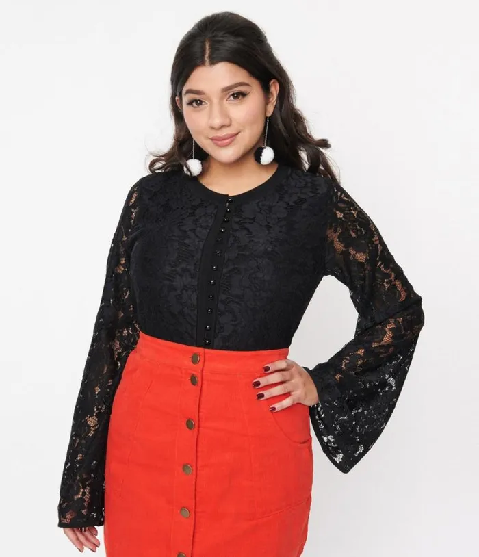 Black Floral Lace Bell Sleeve Cardigan Clothing Unique Vintage Sweaters and Cardigans Black Floral Lace Bell Sleeve Cardigan Clothing Unique Vintage Sweaters and Cardigans