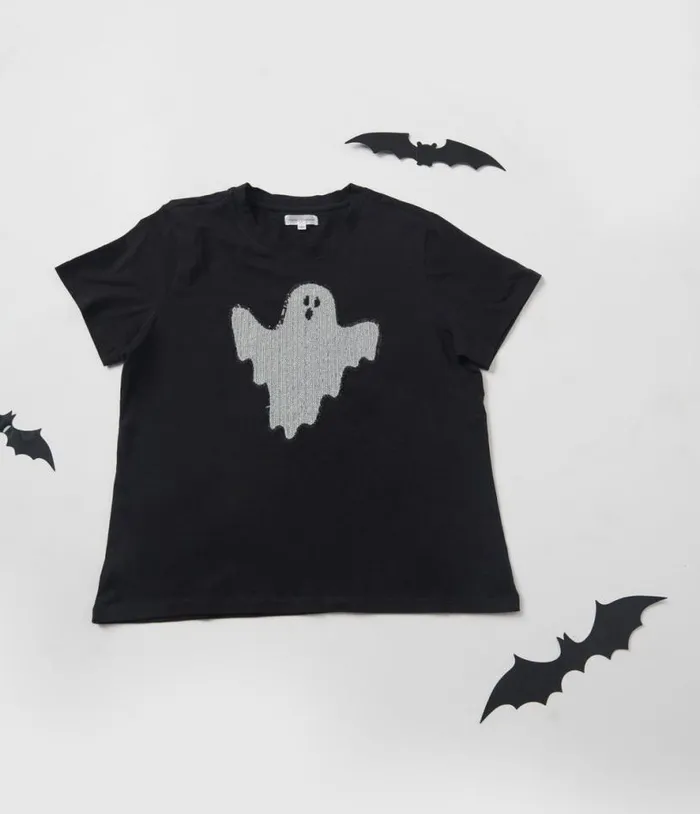 Black Ghost Sequin Unisex Tee ClothingHalloweenPlus Unique Vintage Graphic Tees Black Ghost Sequin Unisex Tee ClothingHalloweenPlus Unique Vintage Graphic Tees