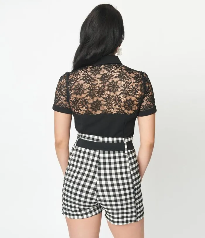 Black Lace Addison Blouse Halloween Unique Vintage Tops