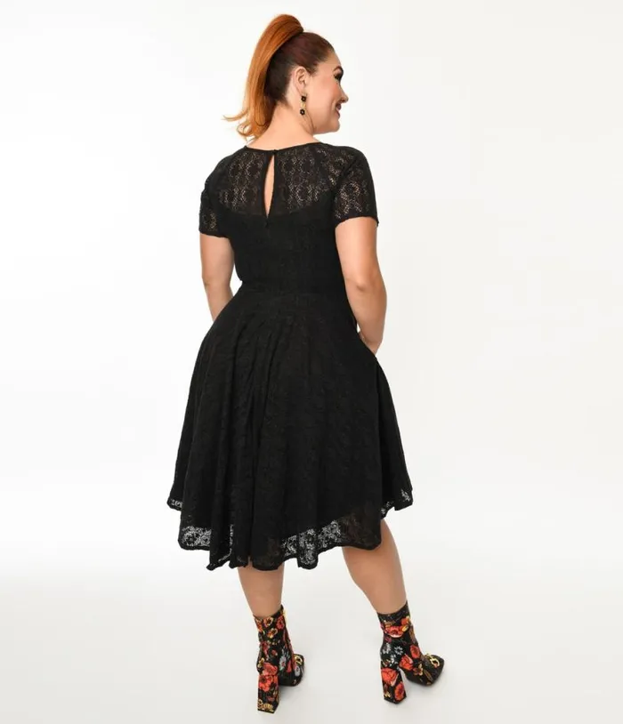 Black Lace Penny Swing Dress Dresses Unique Vintage Pocket Dresses