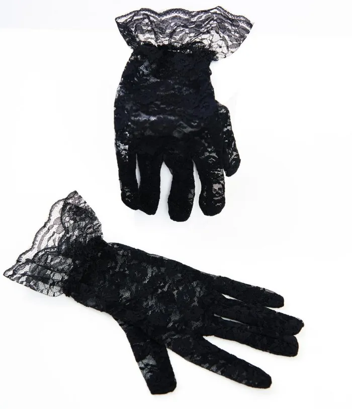 Black Lace Ruffle Gloves Accessories Unique Vintage Gloves and Scarves