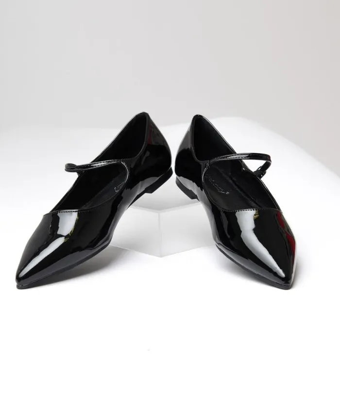 Black Mary Jane Pointed Toe Flats Shoes Unique Vintage Flats